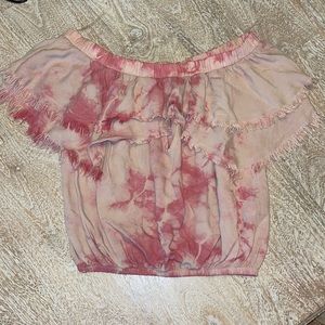 Surf Gypsy off shoulder top small pink tie dye
